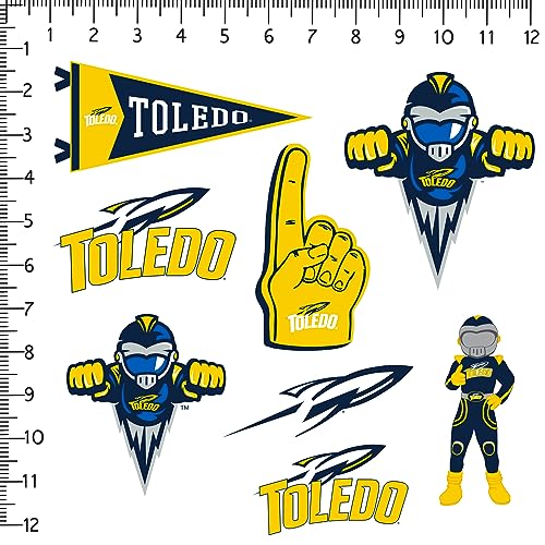 Image of University of Toledo 8ct Vinyl Large Deluxe Stickers Variety Pack - Laptop, Water Bottle, Scrapbooking, Tablet, Skateboard, Indoor /Outdoor - Set of 8