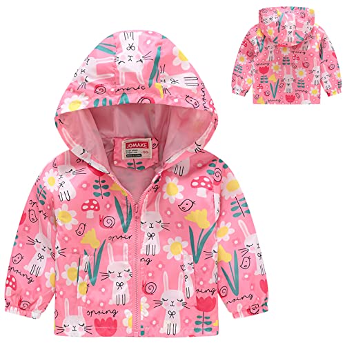 Toddler Boys Girls Cartoon Print Zip Jacket Hooded Trench Lightweight Kids Coats Windbreaker Casual Outerwear (Pink, 2-3 Years)3
