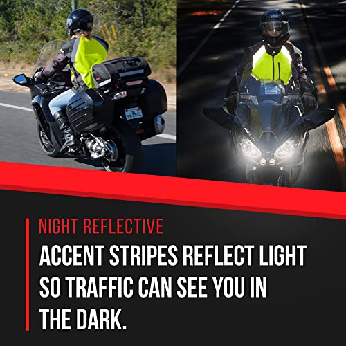 Badass Moto High Vis Vest Reflective Motorcycle Vest. Yellow. Size 3Xl - Can Be Worn Over 2Xl + Jackets. Adjustable Sides, Zipper Front & Pocket. Bikers, Atv, Hunting, Cycling, Military #TOP2