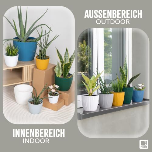 PECZEKO Blumentopf matt, Pflanzkübel aus Übertopf Kunststoff Deko Topf für, groß und klein Set Pflanzen 2X blumenkübel Set… – Ansicht 6
