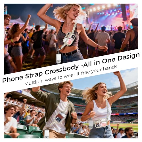 Image of Tiostep Clip and Go Strap for Phone with Wallet Crossbody Phone Lanyard and Detachable 4.5 x 6.5 Small Clear Bag for Stadium Events and Concert