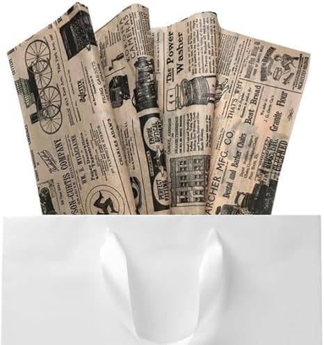 Rustic Pearl Dog Paw Print Tissue Paper - 24 Sheet Black & White Gift Wrapping Pack 20x30 Inches