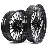 TOFR 21x3.5 18x5.5 Black Front Rear Wheels Rims 36 Fat King Spokes Tubeless For Harley Softail FXST Standard Custom FXSTS Night Train Springer 2006-2010 FLSTF Fat Boy 2007-2020 FXSTD Deuce 2000-2008