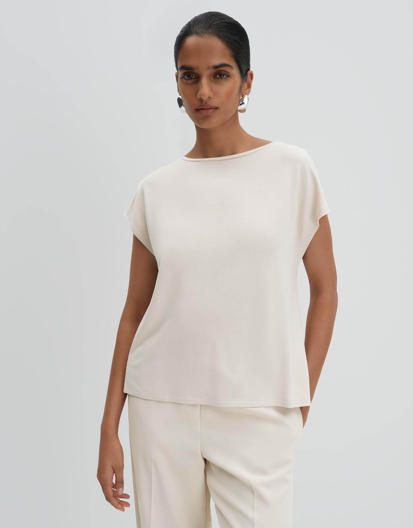 someday Damen Kurzarmshirt | Jerseyshirt mit Schlitzdetail Regular Fit