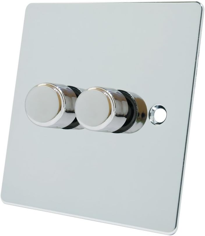 Alliance Electrical FPC2GDIM40 10 A 400 W 2 Gang 2 Way Flat Dimmer Switch - Polished Chrome
