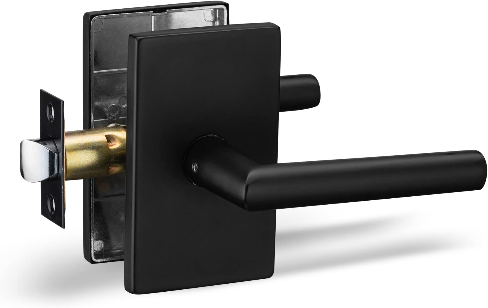 Berlin Modisch Passage Lever Door Handle Designer Series Non-Locking Lever Set [for Hallway or Closet Doors] Reversible for Right & Left Sided Doors Heavy Duty - Iron Black Finish