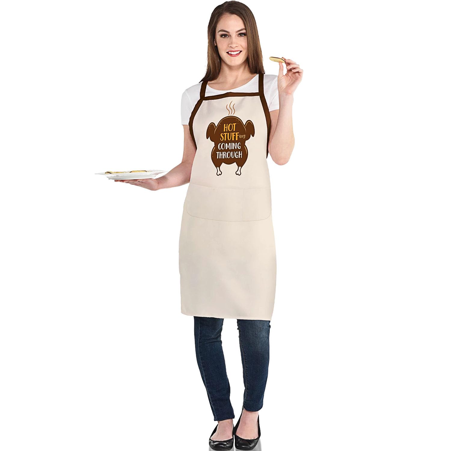 amscan Unisex-Erwachsene Kochschürze „Thankful Chef“ – Erwachsenengröße, Mehrfarbig, 1 Stück. Schürze, One Size