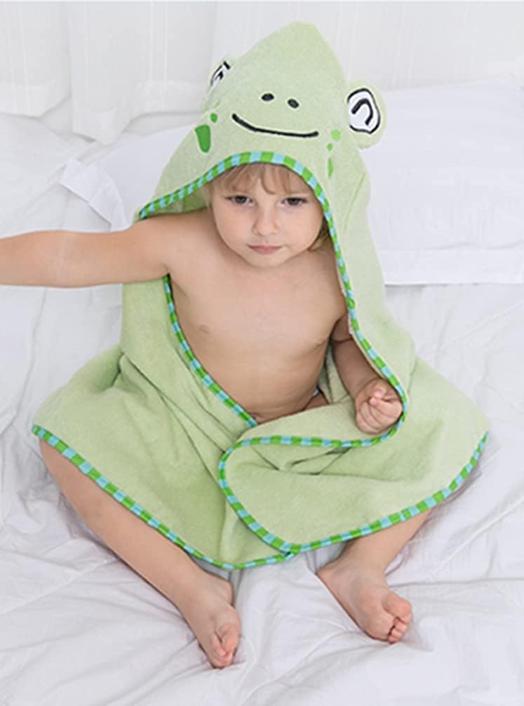 TONWHAR Cotton Animal Face Hooded Towel,Baby Soft Terry Hooded Bath Towel for Toddler Boys Girls 0-6 Year (Elephant) : Baby