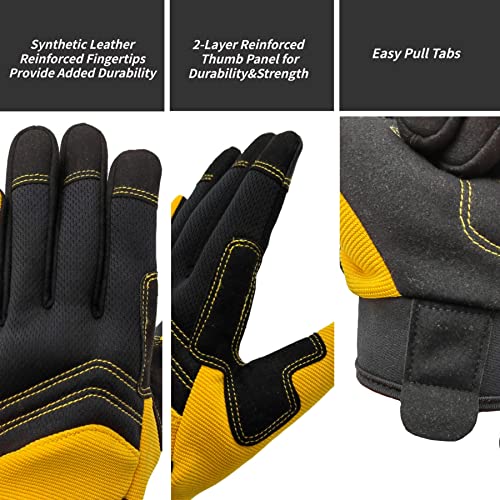 Savjob Work Gloves For Men And Women,Yard Work Gloves Tactical Gloves,Cycling,Performance Fit,Machine Washable,Yellow,Medium #TOP3