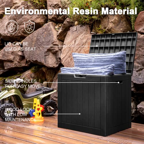 Deck Box 30 Gallon Outdoor Storage Box For Food Deliveries, Patio Tools, Outdoor Cushions & Pillows, Garden Supplies, Pet Stuff And Pool Accessories, Black (Delivery Sign & Lock Included) #TOP3