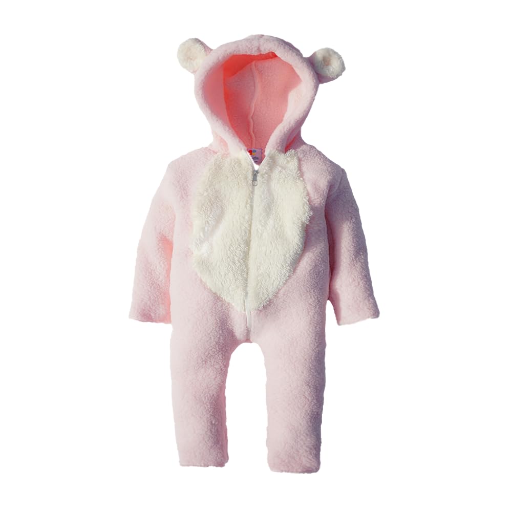 Kız Erkek Bebek Ve Çocuk Patikli Kışlık Ayı Tulum (Pembe, 6 ay)