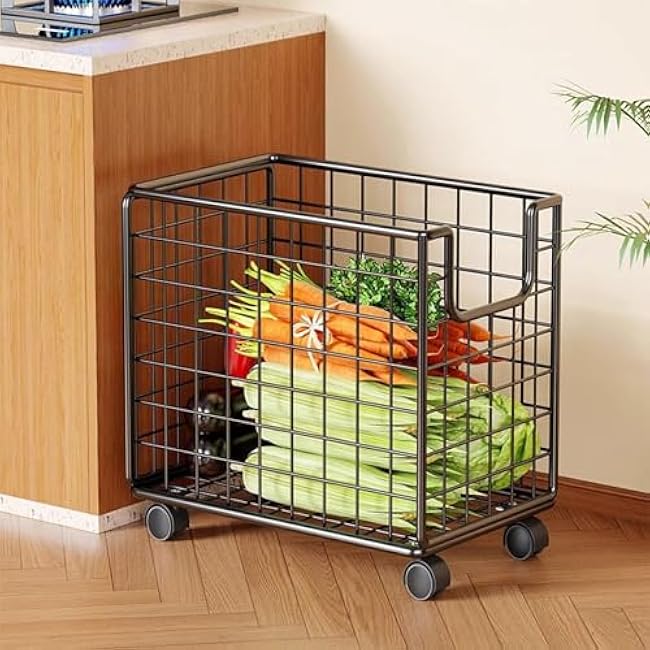 Kitchen Storage Cart ¨C Rolling Basket Rack, Vegetable Organizer, Movable Trolley | Multi-Layer Storage Solution, Space-Saving Design for Bathroom Bedroom Laundry Fruit Toys-XhPPznZR