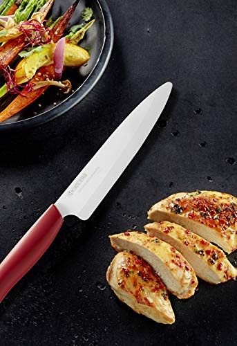Kyocera FK-140 WH-RD EU - 14cm Santoku Ceramic Knife - Red Handle - Image 7