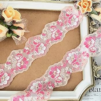 Amazon | レース リボン バラ柄 衣装 チュールレース ピンク