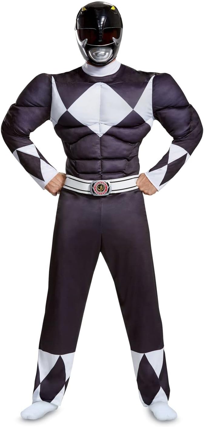 Disguise Men's Black Ranger Classic Muscle Adult Costume
