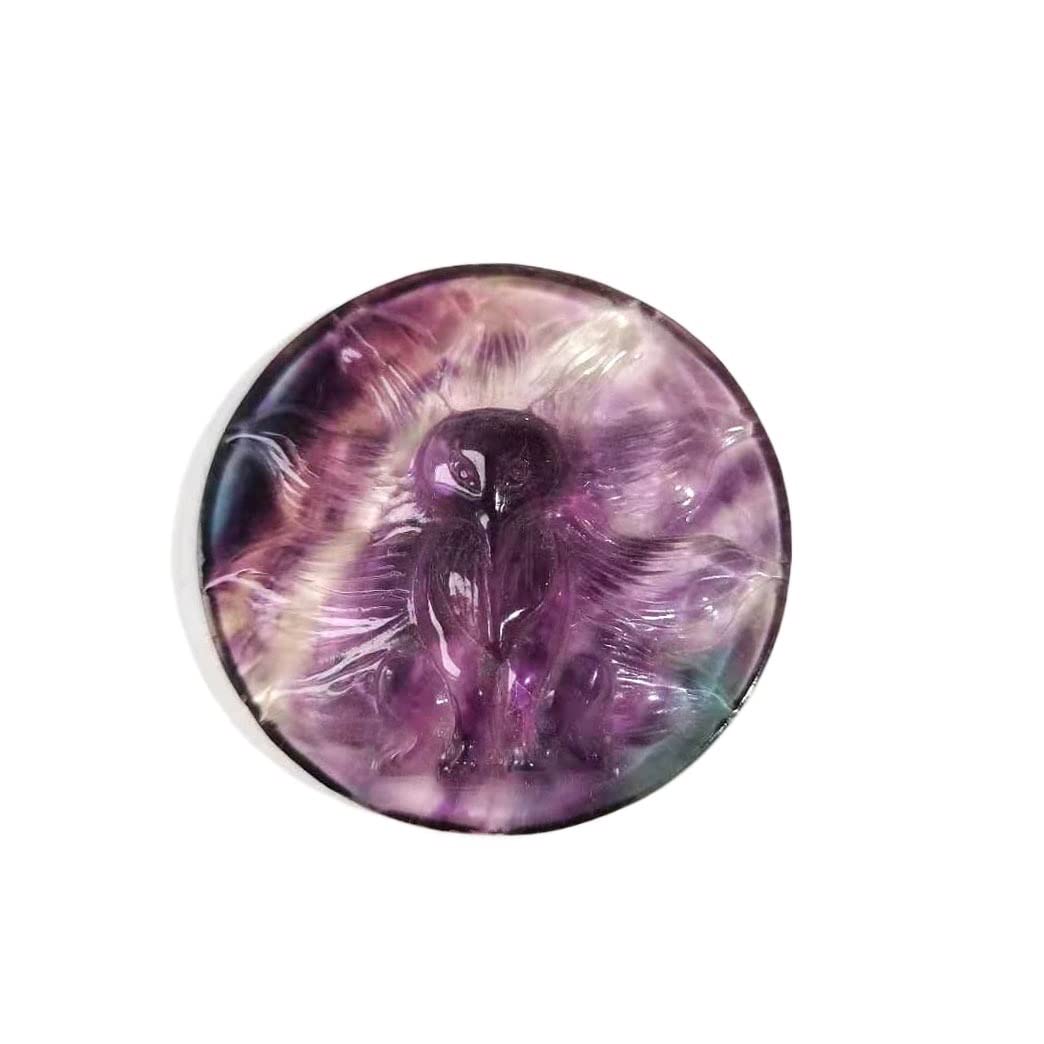Pendentif renard fluorite naturelle contre le stress cristal Feng Shui