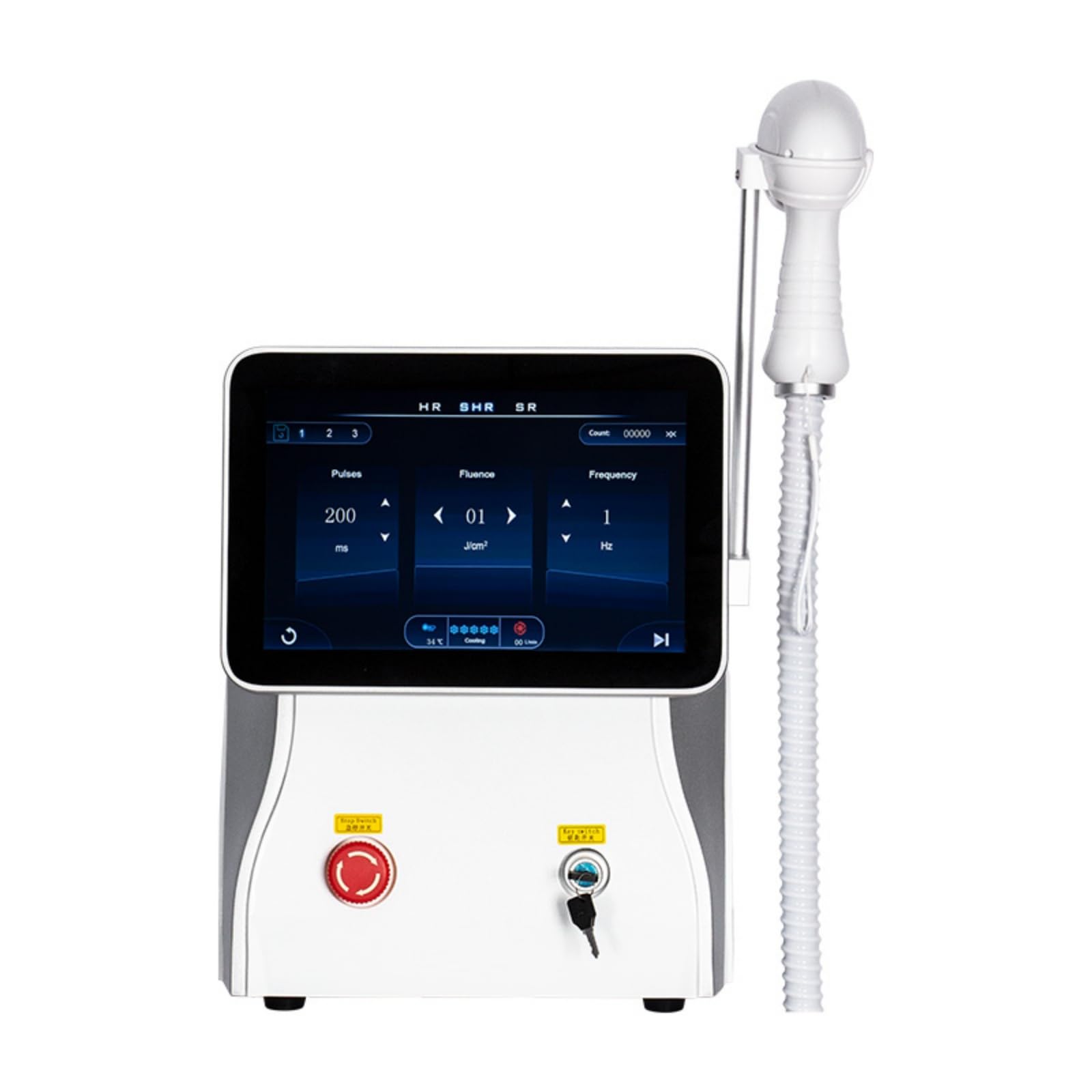 10 Bars, Macchina Professionale per la Rimozione dei Peli con Laser Diodo 808nm, 755 808 1064nm Laser Painless, Bianco