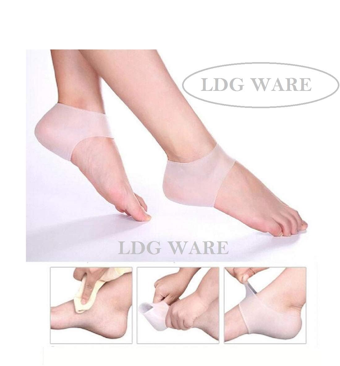 Silicone Gel Heel Protector Socks, Foot Arch Support, Plantar Fasciitis Pain Relief, 1 Pair