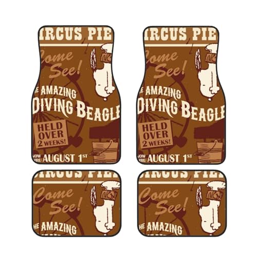 スヌーピー(8) カーマット 4点セット フロアマット 車 軽/普通車 1台分 フロント2枚 リヤ2枚 丸洗いOK ズレ防止加工 防水 汚れ防止 アニメ グッズ キャラクター プレゼント MBKIF20