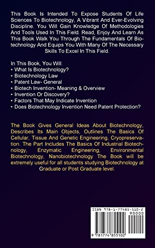 Biotechnology: A Guide To Scientific Approach And Technological Innovation (A Comprehensive Book On The Biotech Patent Laws Includes Biotechnology Business) - Image 2