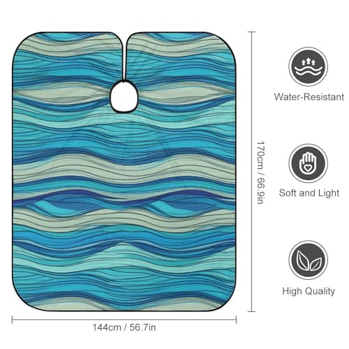 Capa para cortar cabello unisex con patrón de rayas océano miniatura 2
