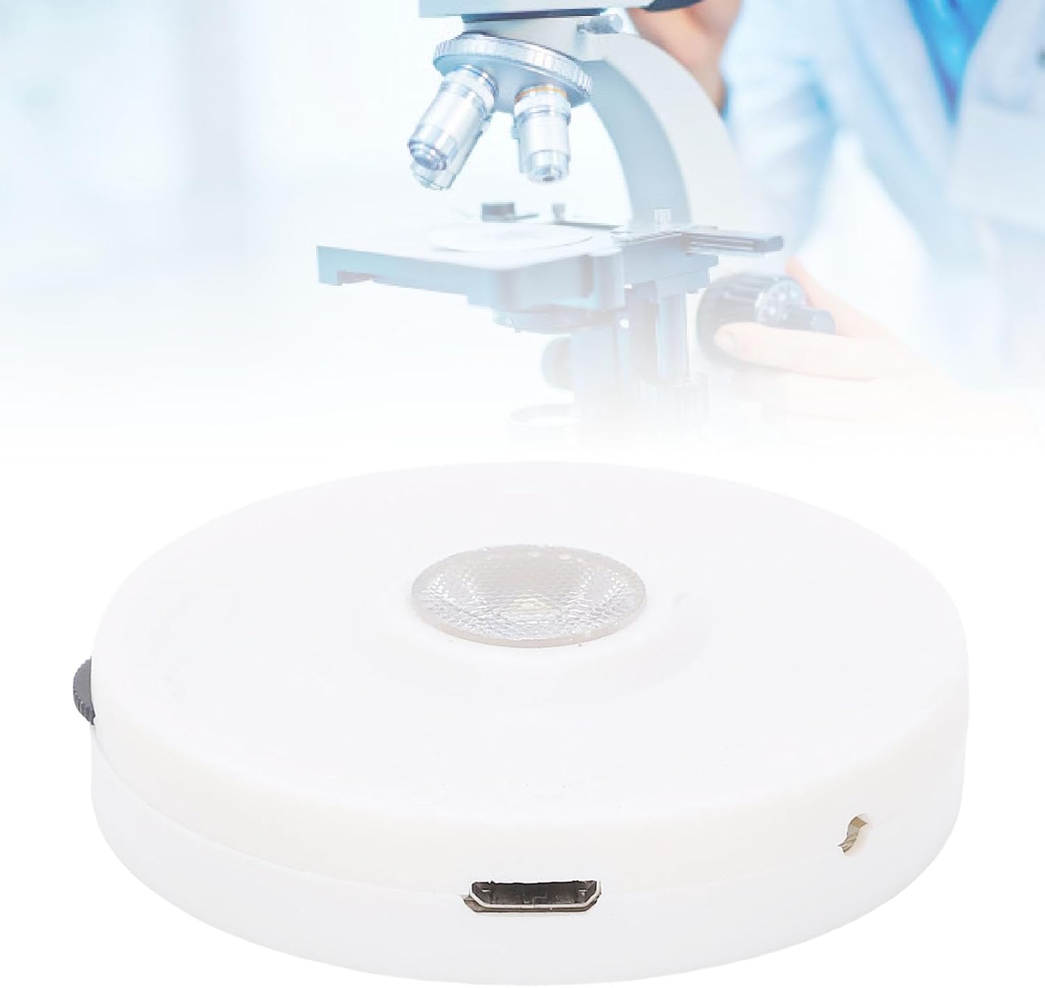 LED Ring Microscope Light, Microscope Light Source with Mirror Stepless Dimming Intelligent Charging System, for Education Research or Hobbyist Use