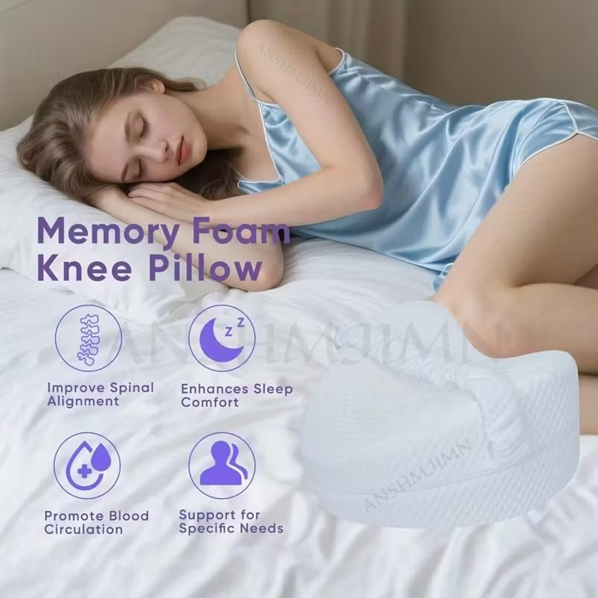 Orthopedic Memory Foam Knee Pillow for Side Sleepers