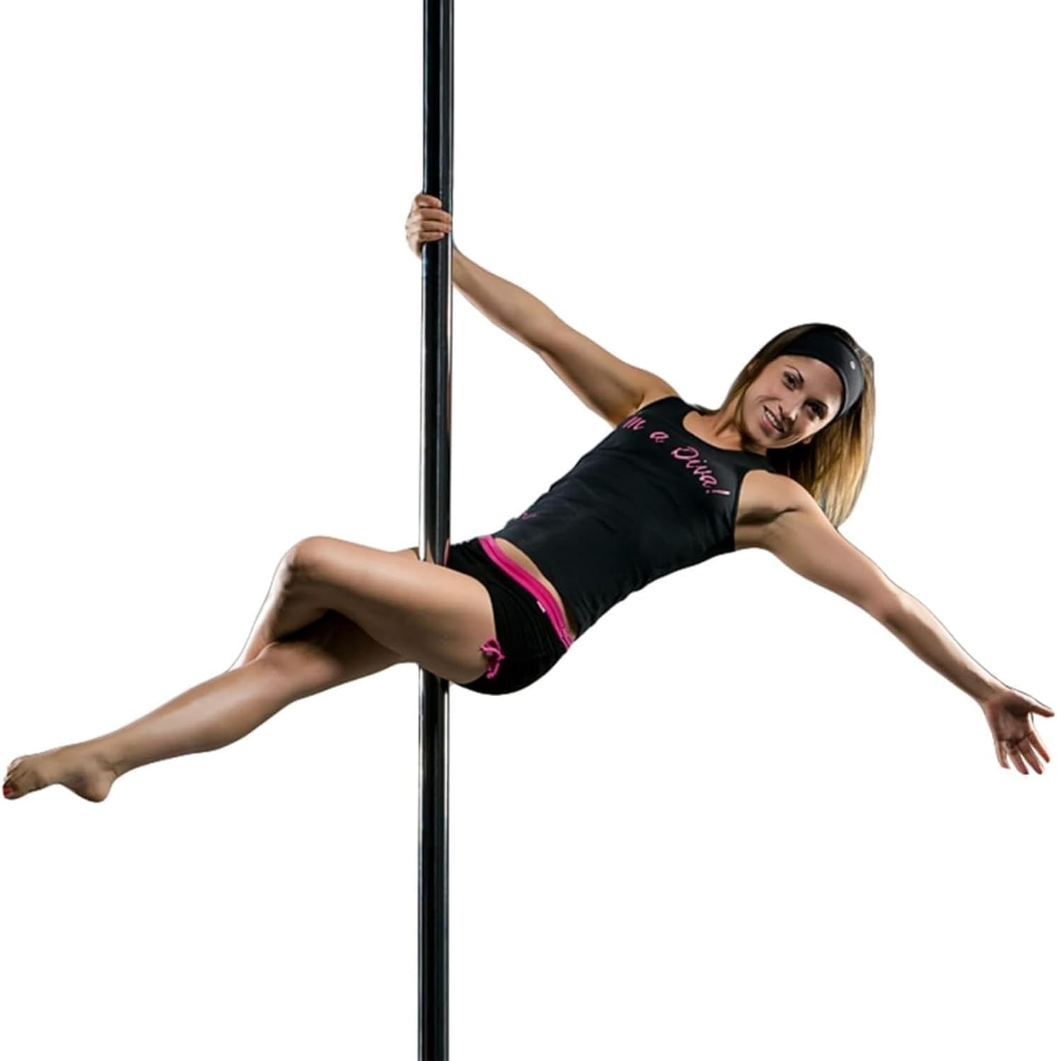 Spinning Dance Pole for Fitness & Fun, Removable Static Pole Kit for Club, Bedroom, or Home Gym, Enhanced Safety Base Plate (Black 2.23M)