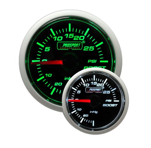 Boost Gauge- Mechanical Green/White Performance Series 52mm (2 1/16