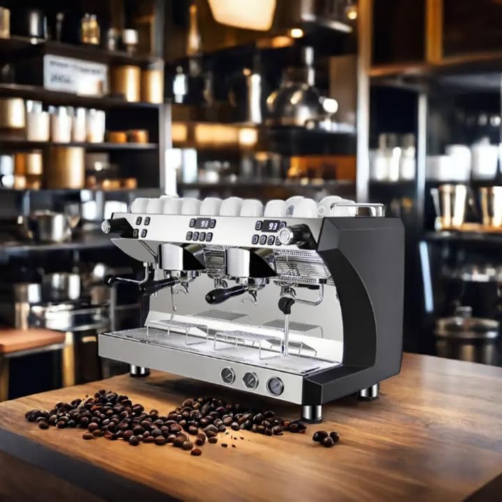 Professional Commercial Espresso Machine, 3-Group Head, Stainless Steel, Semi-Automatic, for Coffee Shop, Restaurant, Cafe