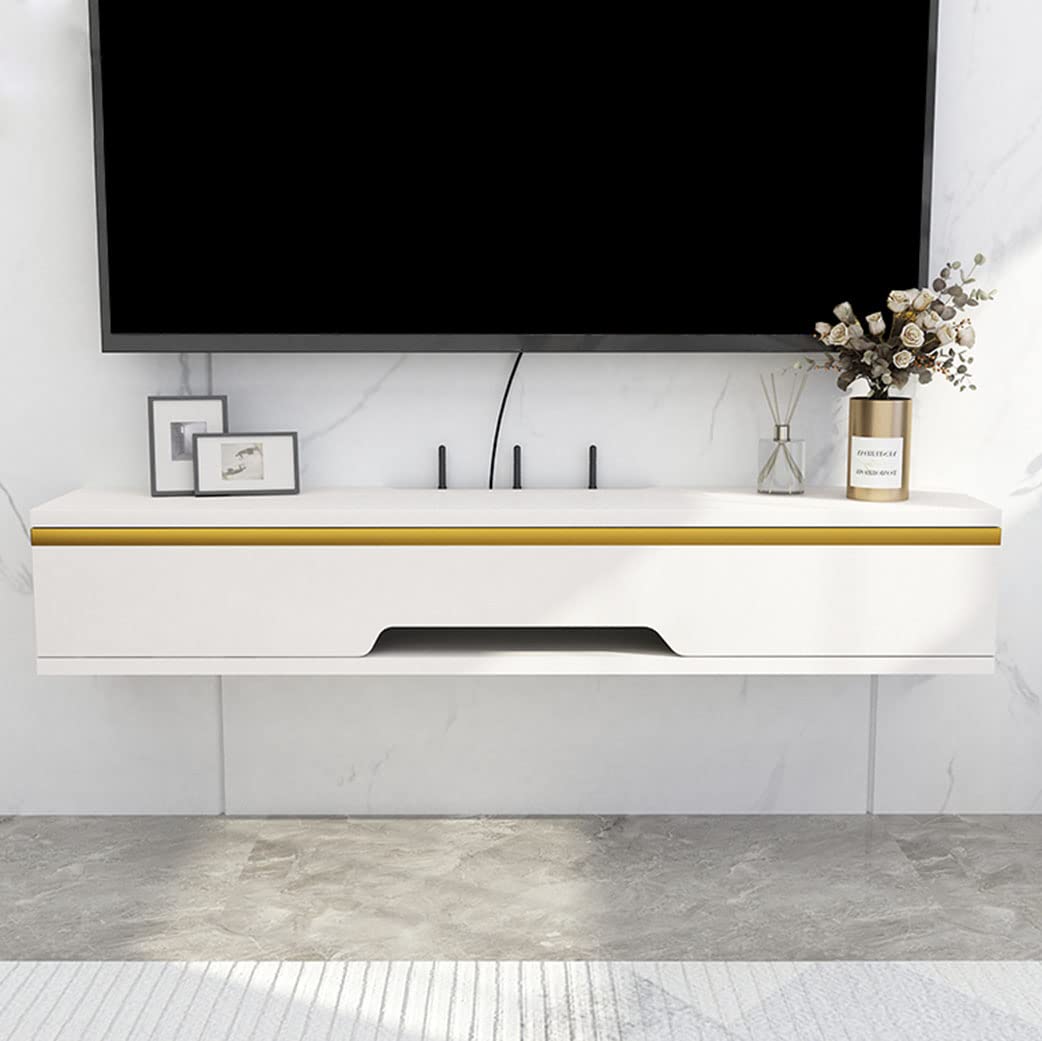 HJJP Wood Media Console Storage Cabinet - Wall Mounted TV Storage Cabinet Entertainment Center - Floating TV Stand - Hanging TV Hutch Component For Living Room - 90cm