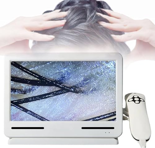 Máquina analizadora de cabello para diagnóstico de piel, probador de humedad con detector de piel digital 200X de 12 pulgadas, detector de cuero cabelludo recargable multifuncional