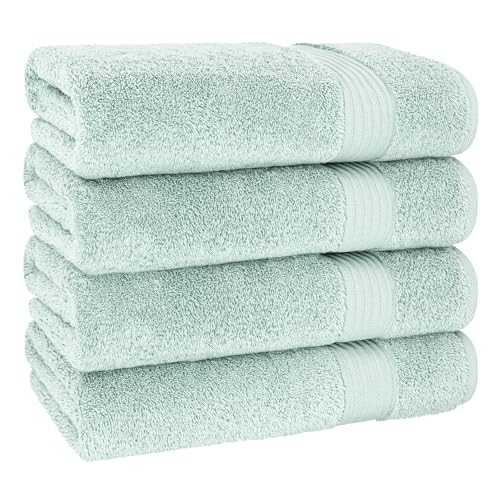 Image of Cotton Paradise 100% Cotton Turkish Towel Set, Soft Absorbent Quick Dry, 4 Piece Bath Towel Set, Mint Green
