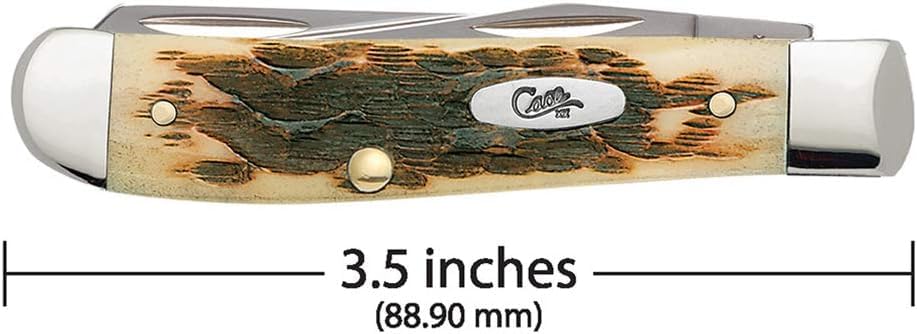 Case XX WR Pocket Knife Mini Trapper Amber Jig Bone W/Sharpening Stone (6207 SS) - Length Closed: 3 1/2 Inches