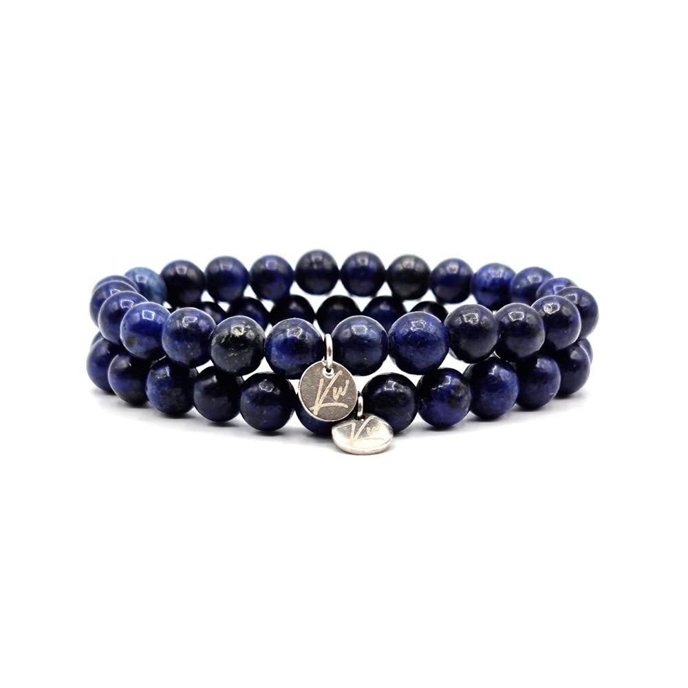 KARDINAL WEIST Lapis Lazuli Armband, Edelstein Perlen, Kraftstein Schmuck für Damen und Herren, Licht - Kraft - Ruhe - Weisheit - Luxus (L+, Lapis Lazuli - Doppelpack)