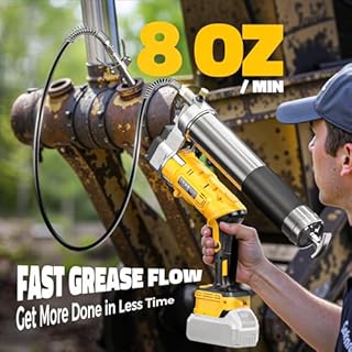 Ecarke Cordless Grease Gun Compatible with DeWalt 20V Battery, 12000PSI Max Electric Grease Gun, Dual Pistol & in-Line Grip, Works with Bulk & Cartridge Grease, with 39" Hose & 4 Couplers (Tool Only)