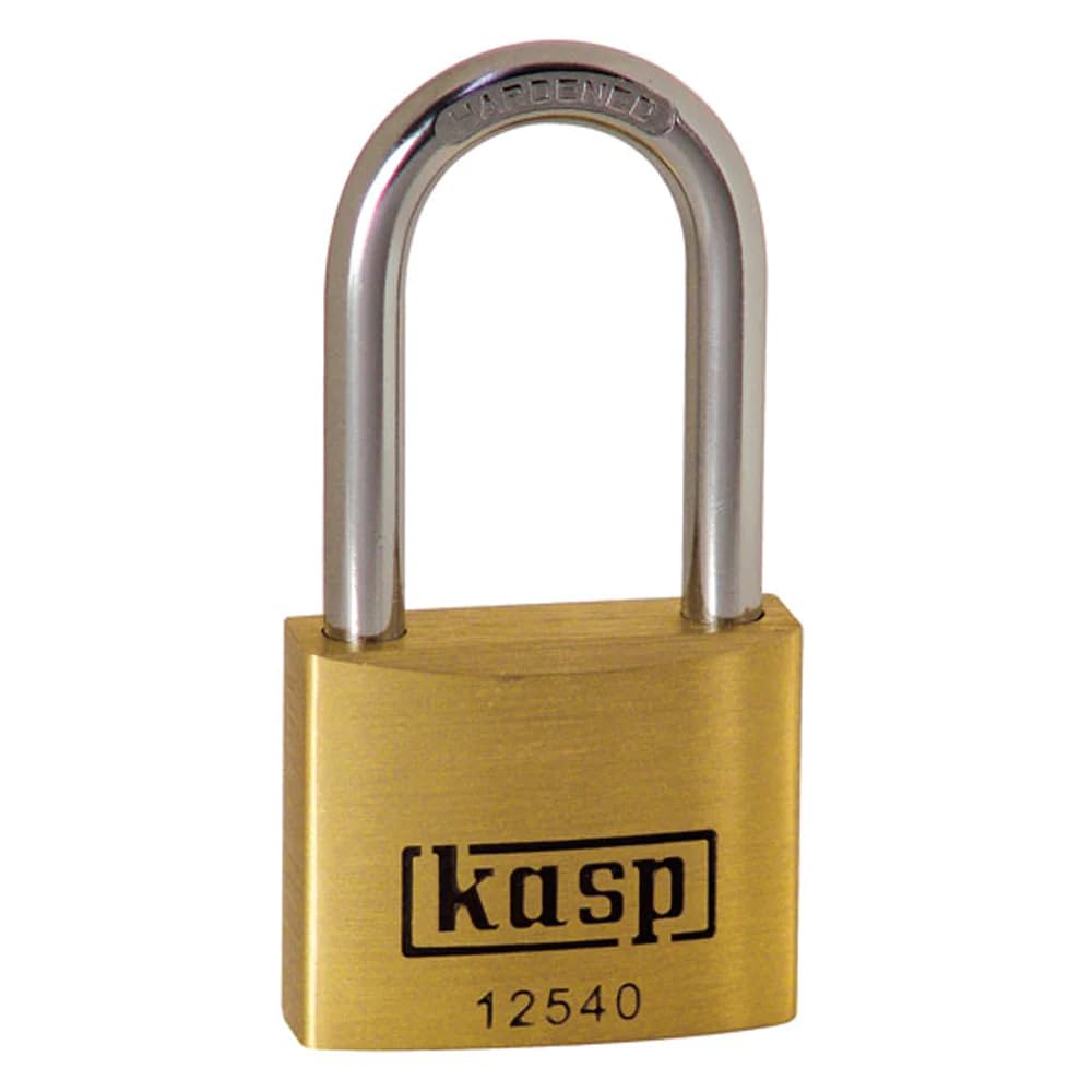 Kasp 125 Premium Brass Padlock - 40x40 Millimeters - Long Shackle, Gold, 40 x 40 mm