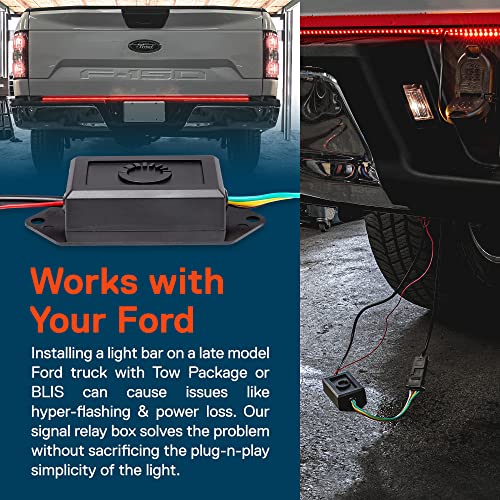 Online Led Store 60" Led Tailgate Light Bar + Signal Relay Box [Ford F-150 F-250 F-350 Super-Duty Till 2018] [Sequential Turn Signal] [Tail & Reverse Light] For Pick-Up Trucks With Tow Package & Blis #TOP5