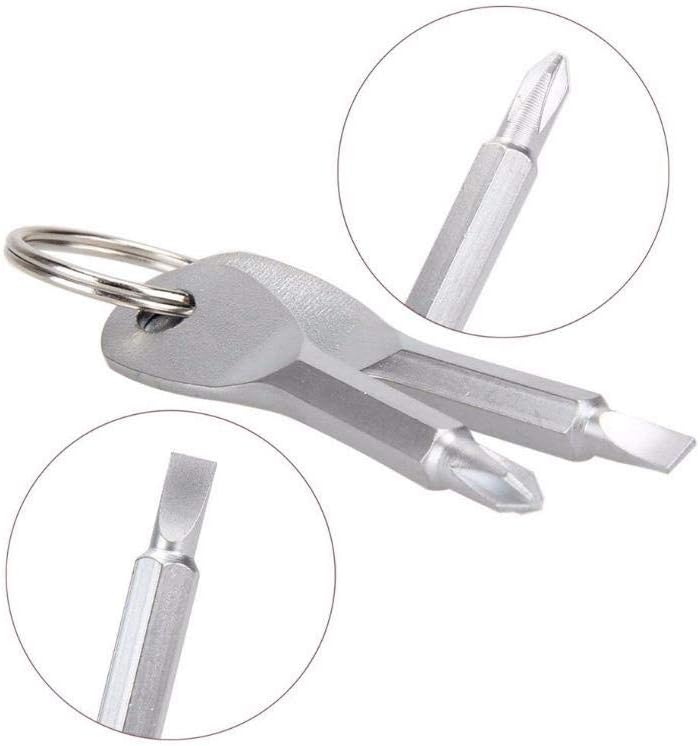10 Set EDC Keychain Screwdrivers Pocket Outdoor Multifunction Screwdriver Portable Mini Screwdriver Gifts for Men Dad or Friends, Silver and Black