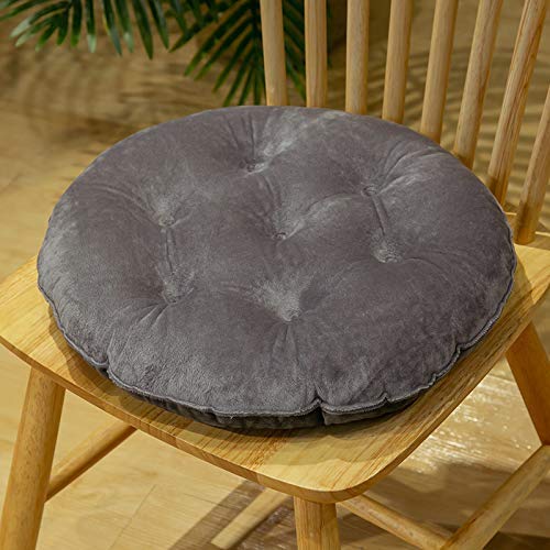 Coussins de chaise ronds gris lot de 2 en velours cristal de 40 cm pour salle à manger