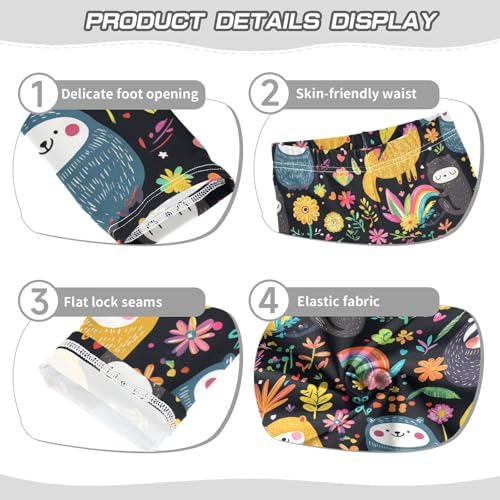 Cartoon Sloth Flower Rainbow Girls Casual Leggings for Kids Printed Long Pant Bottoms Stretch and Soft3