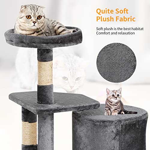Image of BestPet | 36 inch Cat Tree Tower | Light Gray | Sturdy Multi-Level Cat Tree