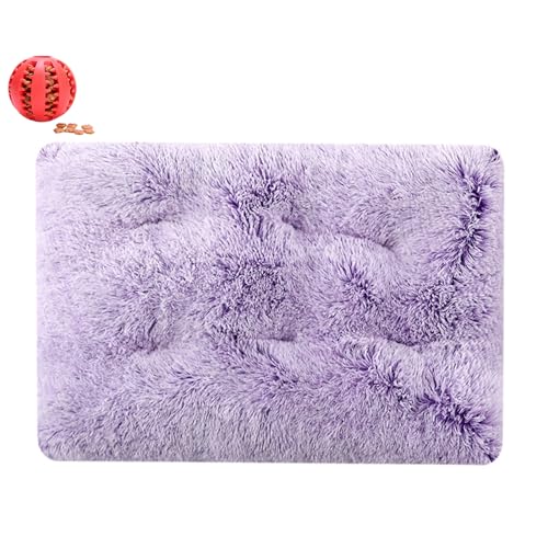 DOTBUY-SHOP Large Dog Bed Washable Plush, Soft Comfy Cat Bed Felt Rectangle Dog Bed Plain, Warm Pet Bed for autumn and Winter, Orthopedic Dog Beds Gift for Dogs and Cats (65X50cm,Violet)