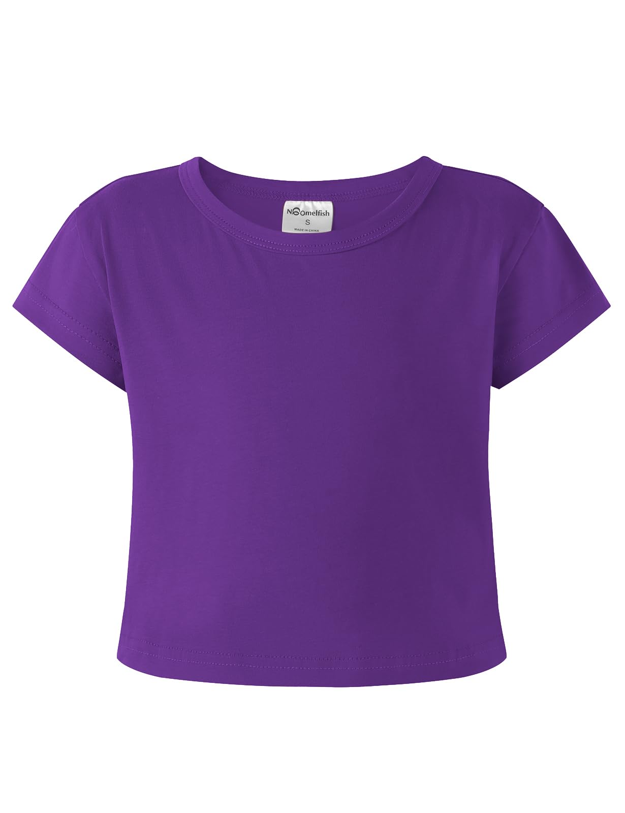 Noomelfish Girls Short Sleeve Crop Tops Kids Summer Dance Cropped T-Shirts (5-14 Years)