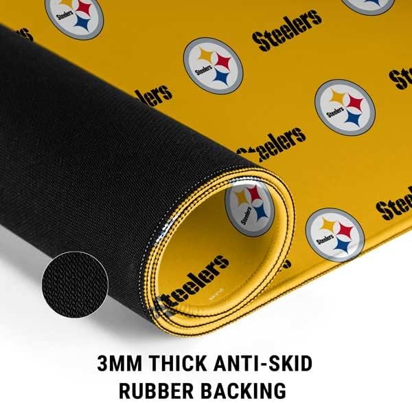 Skinit Large Gaming Mouse Pad - Officially Licensed NFL Pittsburgh Steelers Blitz Series Design with Stitched Edges, Waterproof, Non-Slip Rubber Base, Desk Mat for Keyboard & Mouse