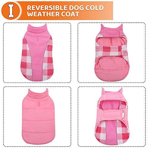 SUNFURA Dog Winter Jacket, Plaid Dog Coat Reversible Cold Weather Dog Jackets with Reflective Straps, Warm Dog Coats Windproof Waterproof Dog Snow Vest for Small Medium Large Dogs, Pink L SUNFURA Dog Winter Jacket, Plaid Dog Coat Reversible Cold Weather Dog Jackets with Reflective Straps, Warm Dog Coats Windproof Waterproof Dog Snow Vest for Small Medium Large Dogs, Pink L