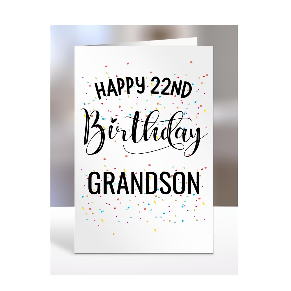 HAPPY 22ND Birthday card to Grandson, card, gifts for boy, him, male, presents for men, from grandama grandad, nan, nana, A5-154_23
