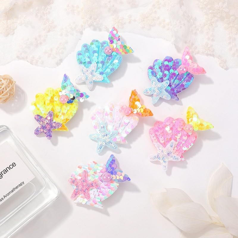 Enchanting Mermaid-Shaped Sequin Hair Clips for Kids - 6 Color Options! (blue) image 5