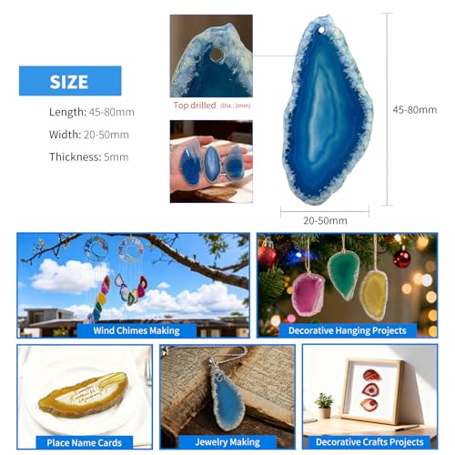 Tranche d'agate polie Rockcloud, idée cadeau idéale pour création de colliers DIY