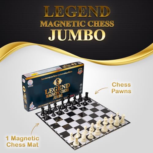 Image of Ratna's Legend Magnetic Chess Jumbo Size Foldable Magnetic Chess Board Set with Magnetic Pieces Having Storage Case for Each Piece, Board Games for Kids and Adults (16.5x16.5 Inches)